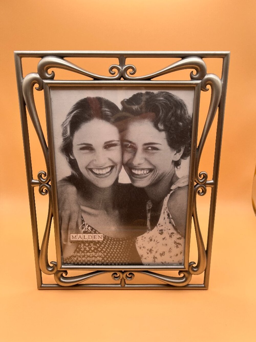Malden 5x7 Picture Frame Metal Wire Scrollwork Free Standing Tabletop Regency